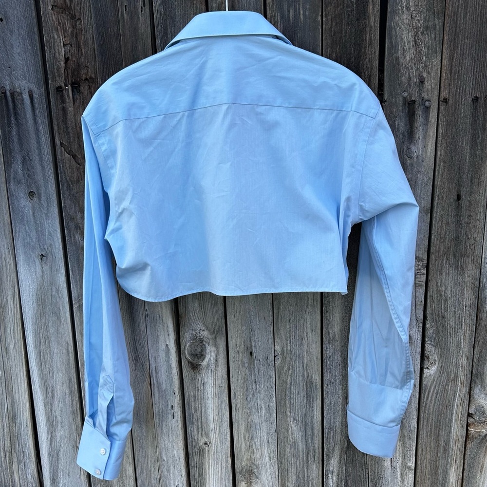 NWT Kkoncept Blue Bubble Crop Shirt Cotton L - Picture 9 of 16